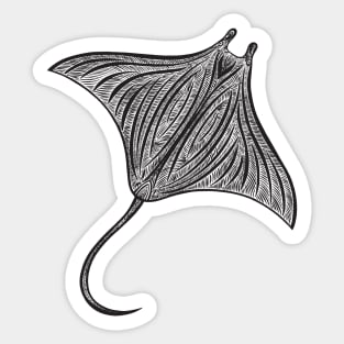 Manta Ray Ink Art - light colors Sticker